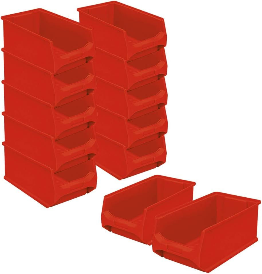 Brb 12x Sichtbox Profi Lb3, Außenmaße Lxbxh 350x200x150 Mm, Innenmaße Lxbxh 295x175x140 Mm, Farbe Rot
