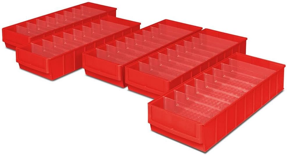 Brb Regalkästen-set 5-teilig, Rot, Lxbxh 500x183x81mm Inkl. 40 Querteiler