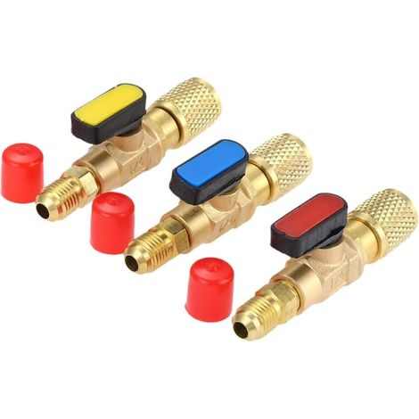 Ccykxa 3er-pack Kompakte 1/4"-sae-kugelhahnadapter Für R410a, R134a, R12, R22 (klimaanlagen/heizung) Und R12/r22 Auf R134a, Kompatibel