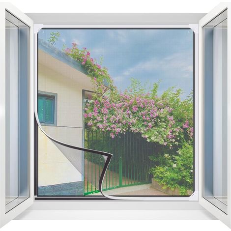 Ccykxa Magnetisches Fliegengitter, Zuschneidbar Bis 130 X 150 Cm – Starke Magnete, Schraubenlos, Selbstklebender Magnetstreifen, Fiberglas, Weißer Rahmen
