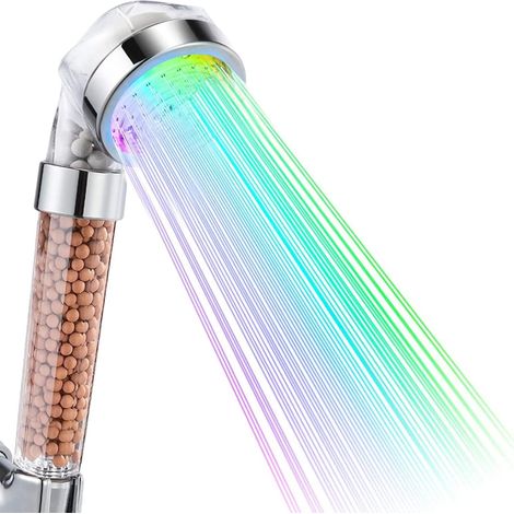 Ccykxa Led-duschkopf, Badezimmer-duschkopf, Handbrause Mit 7 Led-farben, Hohem Wasserdruck Und Wassersparender Sprühfunktion