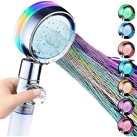 Ccykxa 7-farben-led-duschkopf, Hochdruck-duschkopf, Ein-tasten-pauseschalter