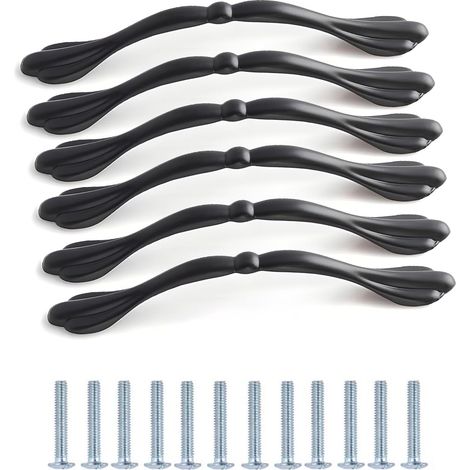 Ccykxa6 Stück Schwarze Küchenschrankgriffe 128 Mm Lochabstand Aluminiumlegierung Schrankgriffe Perfekt Für Möbelschränke, Schubladen, Kleiderschränke