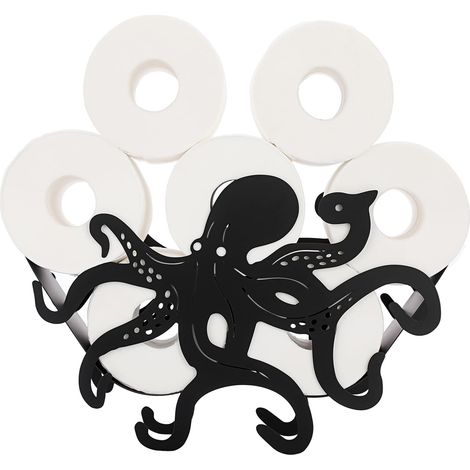 Ccykxa Toilettenpapierhalter Aus Mattschwarzem Metall Im Tierstil Für Badezimmer, Haushalt, Küche, Toilette (oktopus)