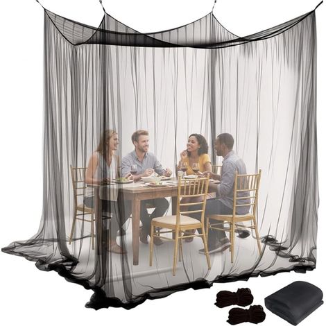 Ccykxa Xxl Moskitonetz Für Den Außenbereich, Schwarz, 300 X 300 X 250 Cm, 220 Maschen, Atmungsaktiv, 3 X 3 M Pergola-moskitonetz Für Garten, Terrasse Und Balkon