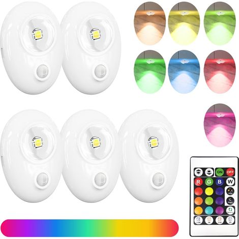 Ccykxapebble Rgb-bewegungsmelder Mit Wiederaufladbarem Akku, Fernbedienung, 500 Mah Akku, Ein-knopf-bedienung, 120° Erfassungsbereich, 3-5 M