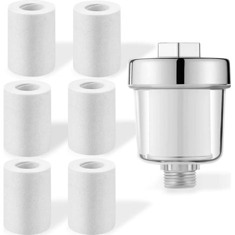 Ccykxa Duschfilter, Kalkfilter Für Duschen, Mit 6 Austauschbaren Filterelementen, Filtert Effektiv Verunreinigungen Im Wasser, Passend Für Die Meisten Duschen