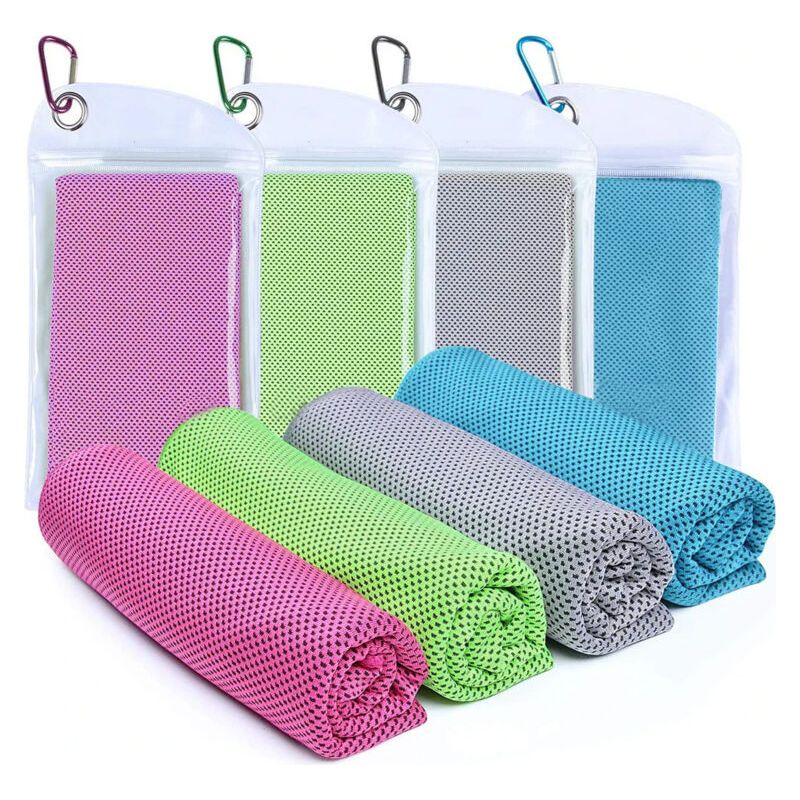 Set Mit 4 Kühlhandtüchern (101,6 X 30,5 Cm), Kühlende Sporthandtücher, Nackenkühlhandtücher, Weiche Und Atmungsaktive Mikrofaserhandtücher Fürs Fitnessstudio, L