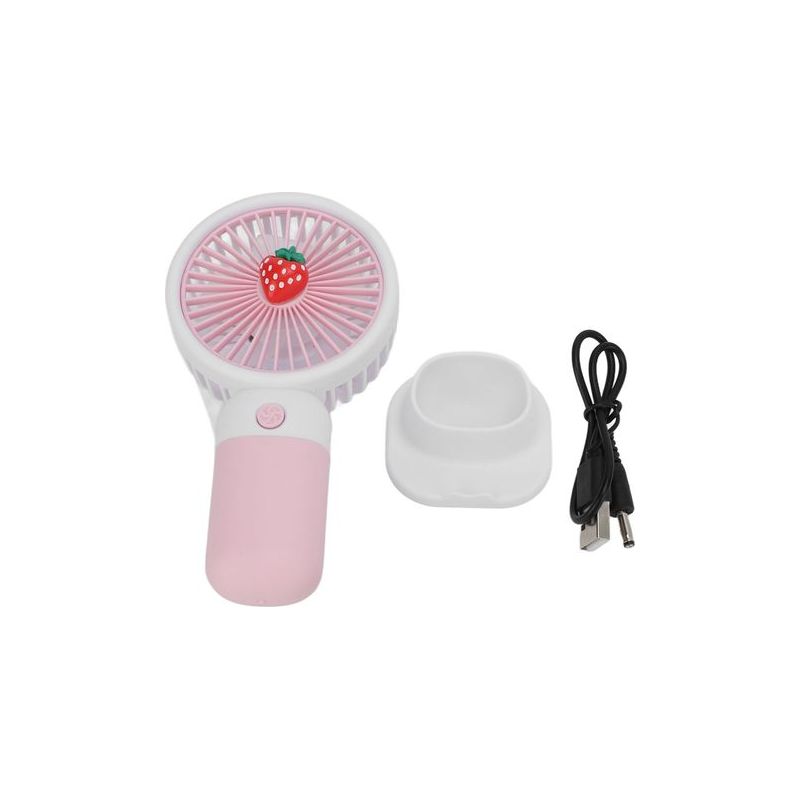 Tragbarer, Wiederaufladbarer, Erdbeerförmiger Ventilator Mit Kabel, Ideal Für Reisen Von Frauen.
