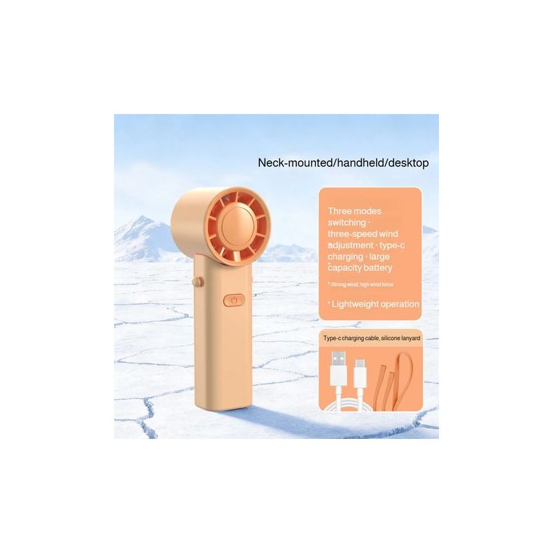 Wiederaufladbarer, Tragbarer Turbinenventilator, Leiser Handventilator Mit 3 Geschwindigkeitsstufen (orange)