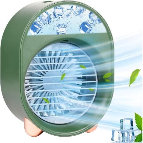 Tragbare Klimaanlage, Persönlicher Luftkühler, Mini-luftkühler, Tragbarer Ventilator Mit Klimaanlage, 3-stufiger Mobiler Kühler (grün)