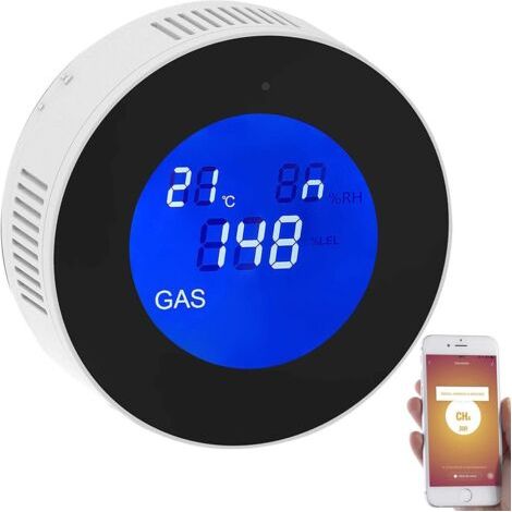 Aougo – Vernetzter Gasdetektor Mit Akustischem Alarm – Erkennt Methan, Butan, Propan – Usb-stromversorgung – Smartphone-benachrichtigungen