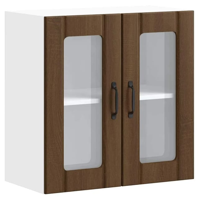 vidaXL Küchen-Hängeschrank mit Glastür Lucca Braun Eichen-Optik 853914
