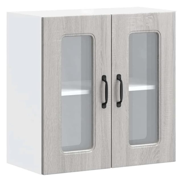 vidaXL Küchen-Hängeschrank mit Glastür Kalmar Grau Sonoma Holzwerkstoff 853673