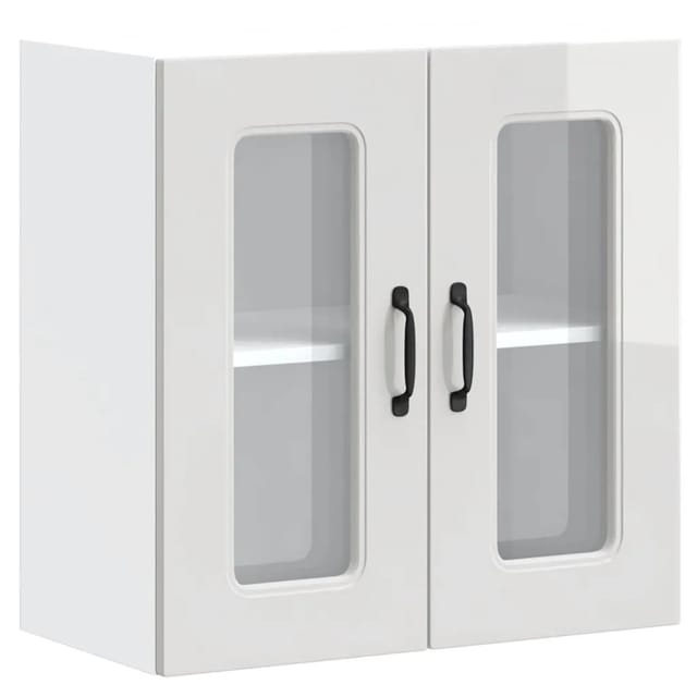 vidaXL Küchen-Hängeschrank mit Glastür Kalmar Hochglanz-Weiß Holzwerkstoff 853669