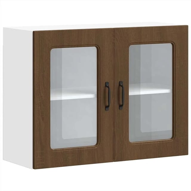 vidaXL Küchen-Hängeschrank mit Glastür Kalmar Braun Eichen-Optik 853614