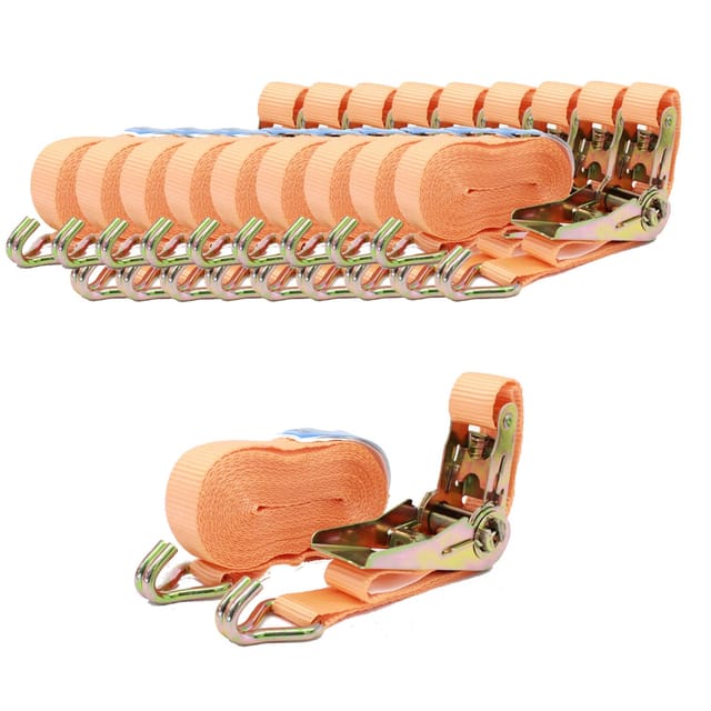 TRUTZHOLM 10x Profi Ratschen Spanngurt 2 Teilig 6m 0,8t 800kg TÜV GS Orange