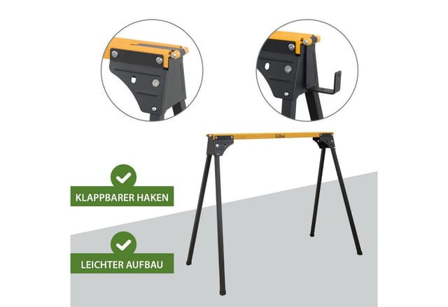 TRUTZHOLM 2x Arbeitsbock Klappbar bis 1000 kg Stahl Pulverbeschichtet Gelb Schwarz