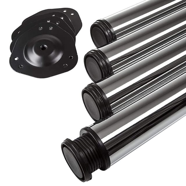 SOTECH 4 Stück Tischbeine Höhe 870 mm Ø76 mm Ø80 mm Stahl Verchromt