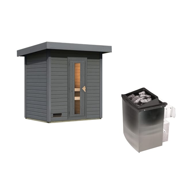 Chillroi Saunahaus 38mm Melo 1 Ofen 9kW Steuerung Integriert Terragrau