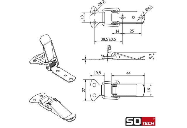 SOTECH 4 Stück Spannverschluss LATCH Verzinkt Kniehebelspanner