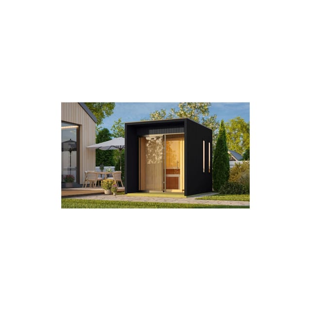 Chillroi 73mm Saunahaus Isidora Premium Inklusive Saunaofen mit Integrierter Steuerung 9kW Schwarz