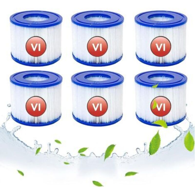 Cartouches Filtrantes De Rechange Pour Bestway Vi, Cartouche Filtrante Vi Pour Lay-z-spa Miami, Pour Vegas, Pour Monaco-size, Filtre Jacuzzi, Pour Bestway 58323, 58239, 90352e (lot De 6)
