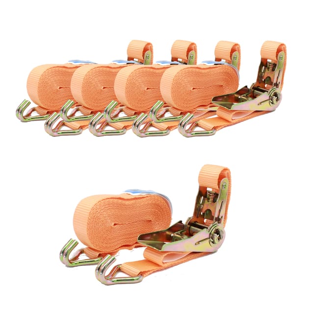 TRUTZHOLM 5x Profi Ratschen Spanngurt 2 Teilig 6m 0,8t 800kg TÜV GS Orange