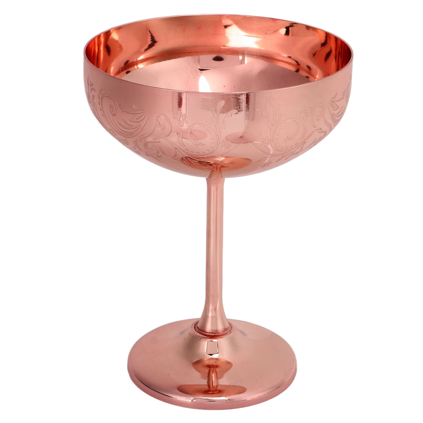 Champagnerglas Aus Edelstahl 304, Gravierter Edelstahlbecher, Rotweinglas Für Partys, Dekorative Gläser, Blütenförmiger Griff, Kupferplattiert