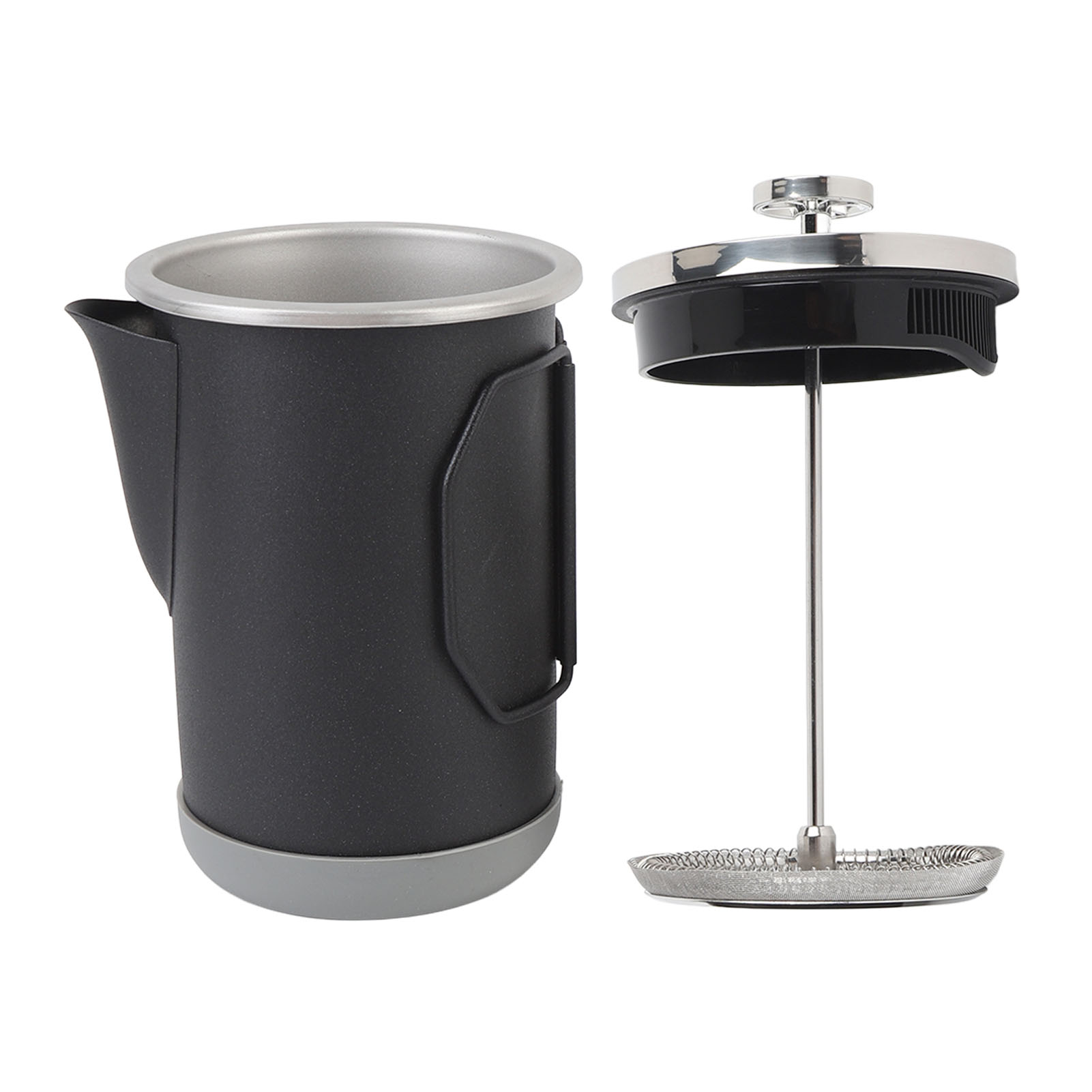 Tragbare Kaffeepresse Aus Edelstahl 304, Manuelle Kaffeepresse, Camping-teekanne, 1000 Ml, Schwarz.