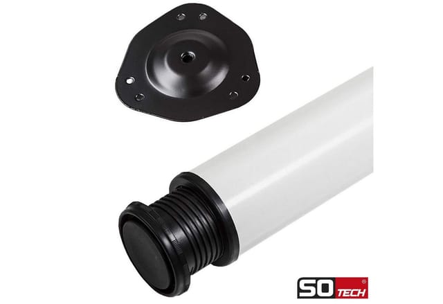 SOTECH 4 Stück Tischbeine Höhe 820 mm Ø76 mm Ø80 mm Stahl mit Weißer Oberfläche
