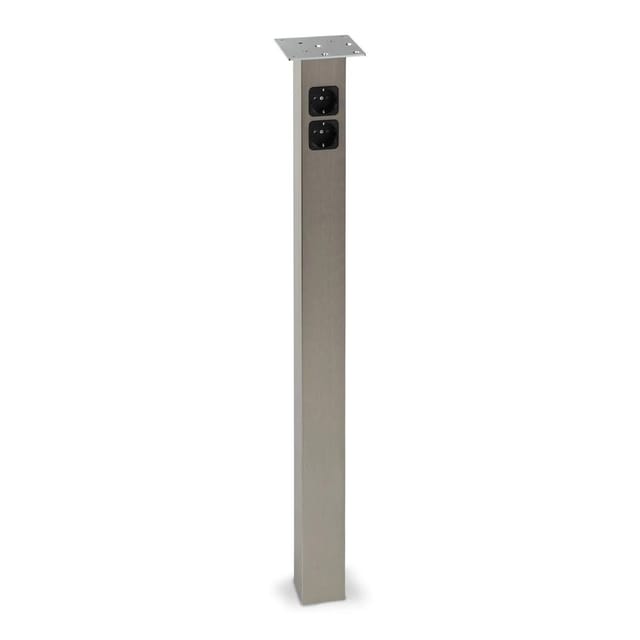 SOTECH Tischbein Eckig 70 x 70 mm Höhe 892 mm Edelstahloptik mit Steckdosen
