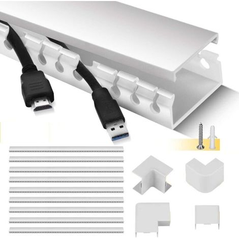 Zolginah Kabelmanagementsystem, 9-teiliges Selbstklebendes Pvc-kabelkanal-set, 3,5 M Kabelmanagement-panel, Kabelführung Mit Gekerbten Rohren, Kabelorganisator, Weiß