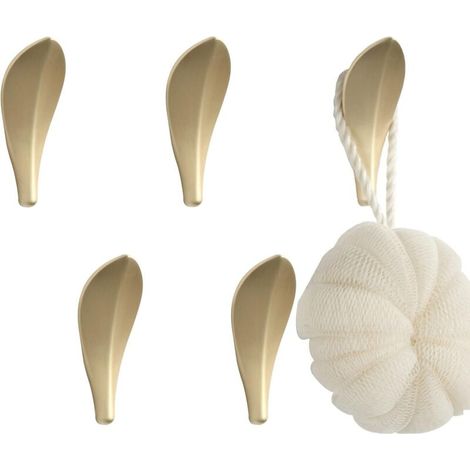 Zolginah Set Mit 5 Goldenen Wandkleiderhaken, Blattdesign Für Bad Und Küche