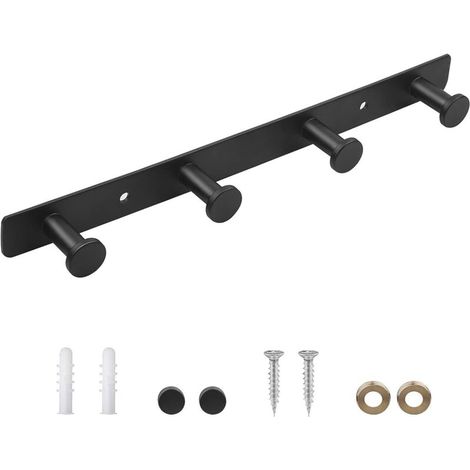 Zolginah Wandgarderobe, Designerhaken Für Mäntel Und Handtücher, Wandgarderobe Aus Edelstahl Für Badezimmer Und Küche (4 Haken, Schwarz)