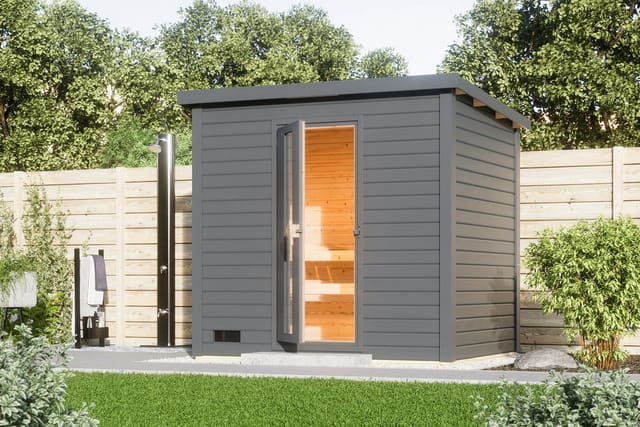 Chillroi Saunahaus 38mm Melo 3 Ofen 9kW Inklusive Steuerung Terragrau