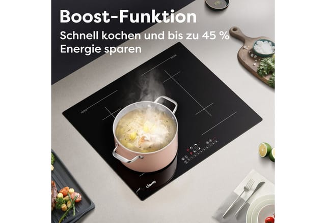 CIARRA Induktionskochfeld 60 cm 4-Zonen 9 Stufen BOOST 2-Flex-Zone VM4BFFBIH