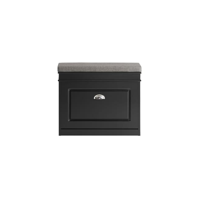 SoBuy Schuhkipper mit Sitzkissen und Klappe MDF Schwarz FSR82-K-SCH