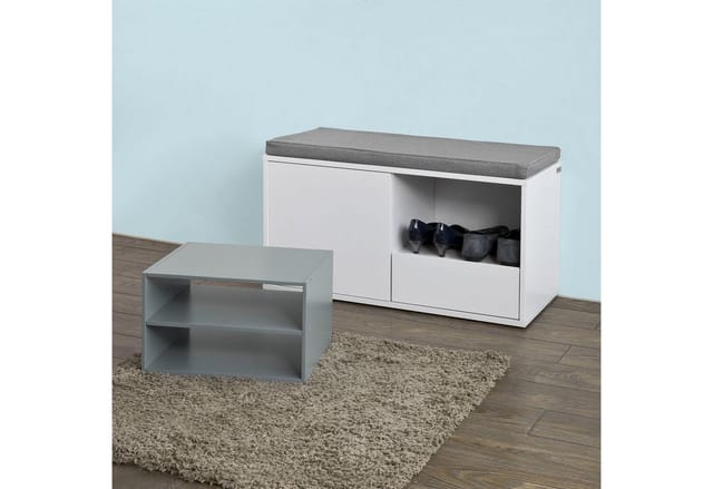 SoBuy Schuhbank mit Sitzkissen Garderobenbank MDF Weiß 80cm FSR37-W