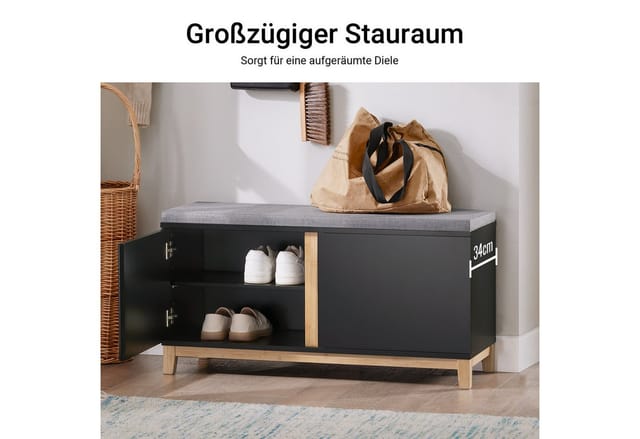 SoBuy Schuhbank mit Sitzfläche Sitzbank mit Stauraum Schwarz FSR117-SCH