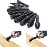Lntyq 10-teiliges Spiralbohrer-set Für Holzbearbeitung, Holzschnitzfeile, 6,3-mm-raspel, Schaft Für Elektrowerkzeuge, Raspel, Meißel, Rotierender, Geprägter Schleifkopf