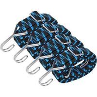 Lntyq Elastische Bungee-seile Mit Haken, Set Mit 4 Verstellbaren Elastischen Bungee-seilen, 1 M Flaches Elastisches Seil Für Schwimmbad, Zelt, Camping, Blau.