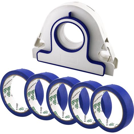 Versiegelungswerkzeug + 6 Rollen Blaues Klebeband. Werkzeug Für Dichtungsband, Abklebebandmaschine.