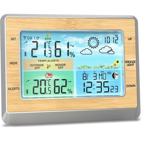 Sjlerst – Drahtlose Wetterstation Mit Außensensor – Temperatur- Und Feuchtigkeitsüberwachung – 6-zoll-led-display – Messbereich -40 Bis 158 °f