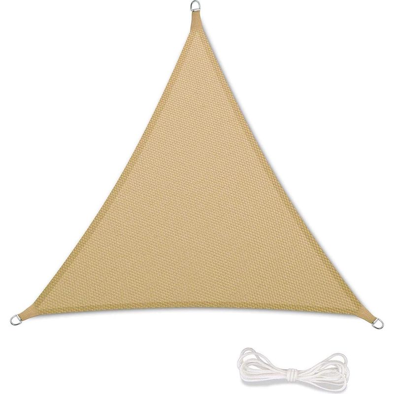 2x2x2 M Sonnensegel, Wasserdichte Markise Für Terrasse Und Garten, Sonnenschutz, 90 % Uv-schutz Mit Dreieckigem, Sandfarbenem Seil
