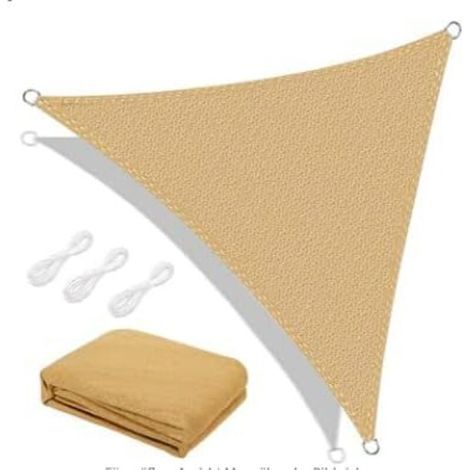 Dreieckiges Sonnensegel, Hdpe-sonnensegel 3x3x3 M, Uv-beständig, Atmungsaktiv, Uv-schutz Für Garten, Terrasse, Camping – Sandfarben