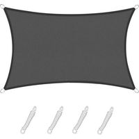 Rechteckiges/quadratisches Sonnensegel 2x3 M, Graphitfarbe, Wasserdichtes Material, 95% Uv-schutz, Für Den Außenbereich, Garten, Terrasse, Pool