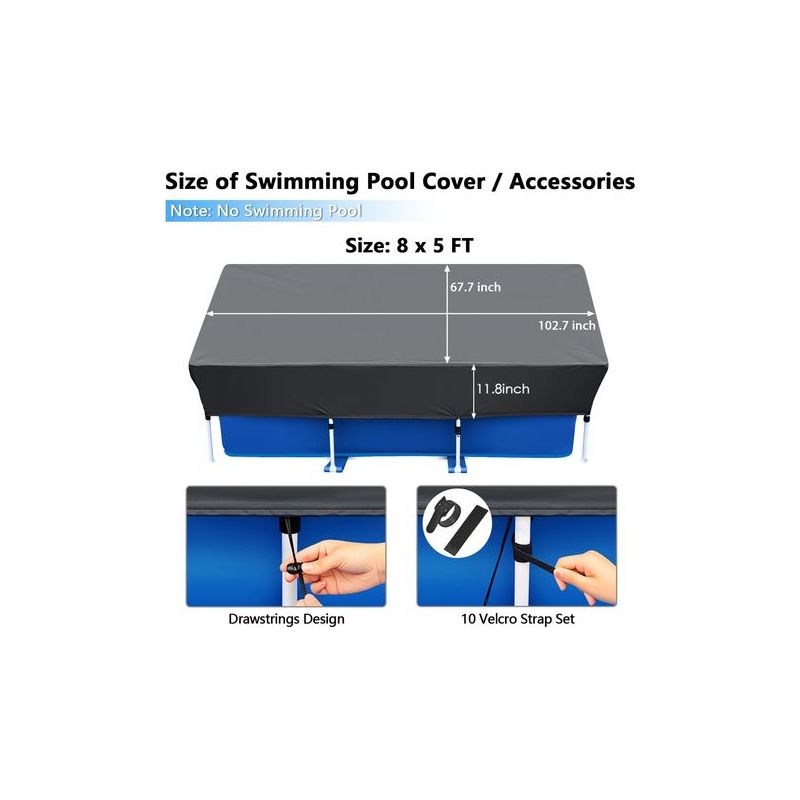 Rechteckige Solar-poolabdeckung - 260 X 160 Cm - Faltbare Abdeckung Für Aufstellpools