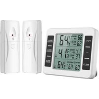 Lntyq Kühlschrank-gefrierschrank-thermometer, Kabelloses Kühlschrankthermometer Mit 2 Sensoren, Akustischem Alarm, Min/max-funktion Für Küche Und Restaurant