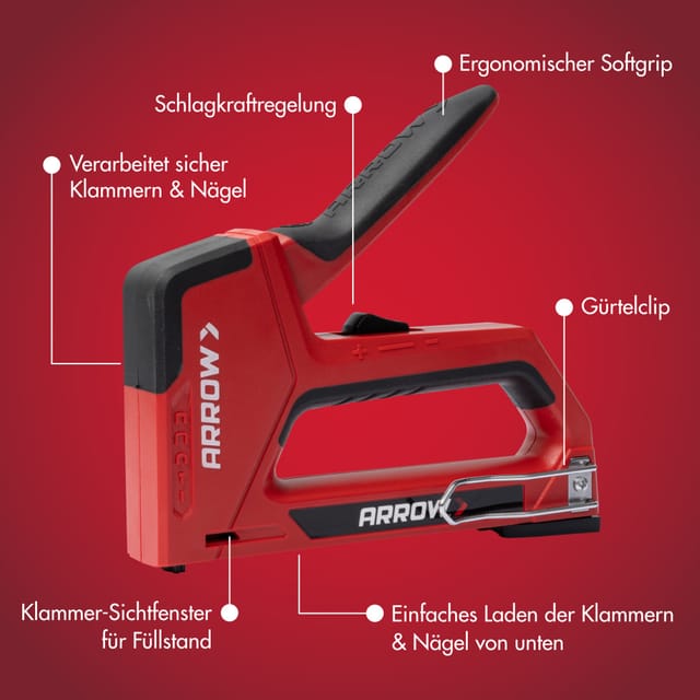 Arrow Handtacker T501 für Klammern 6 mm - 14 mm und Nägel